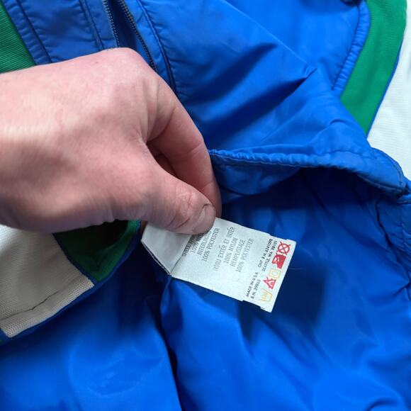 Women's Vintage 80's Roffe Blue Green Moto Crop Ski Puffer Jacket Sz Small VTG - Picture 4 of 7